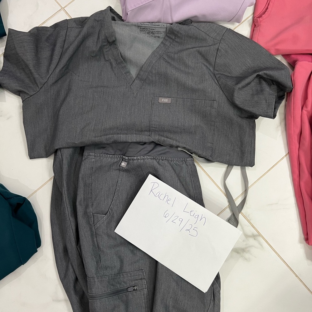 Figs graphite Scrub Top and bottom